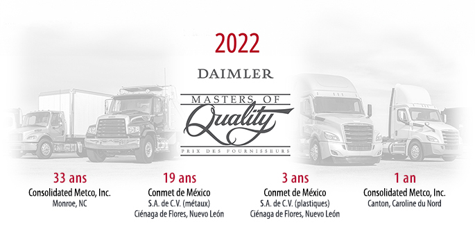 Daimler Master of Quality Award Graphic pour ConMet NC et ConMet Mexico